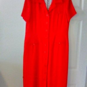 Women's Red Maxi Dress with Polka Dot Scarf (16W)